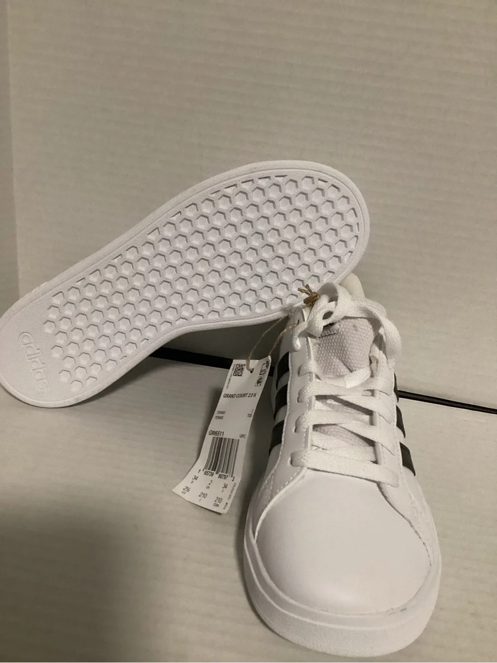 adidas White Sneakers with Black Stripes Kids